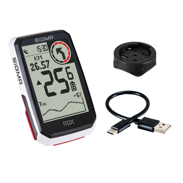 Sigma rox 4.0 gps zw weiß standard lenkerhalterung + usb-c ladekabel