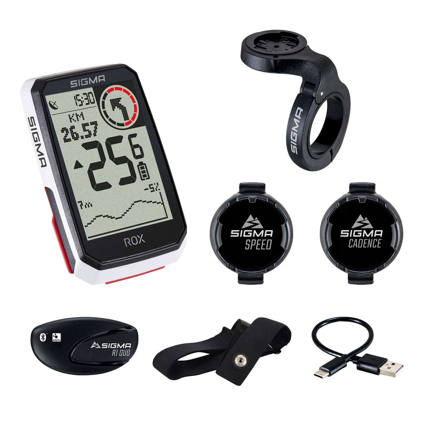 Sigma rox 4.0 gps zw wi hr lenkerhalter cad snelh sensor top mount set