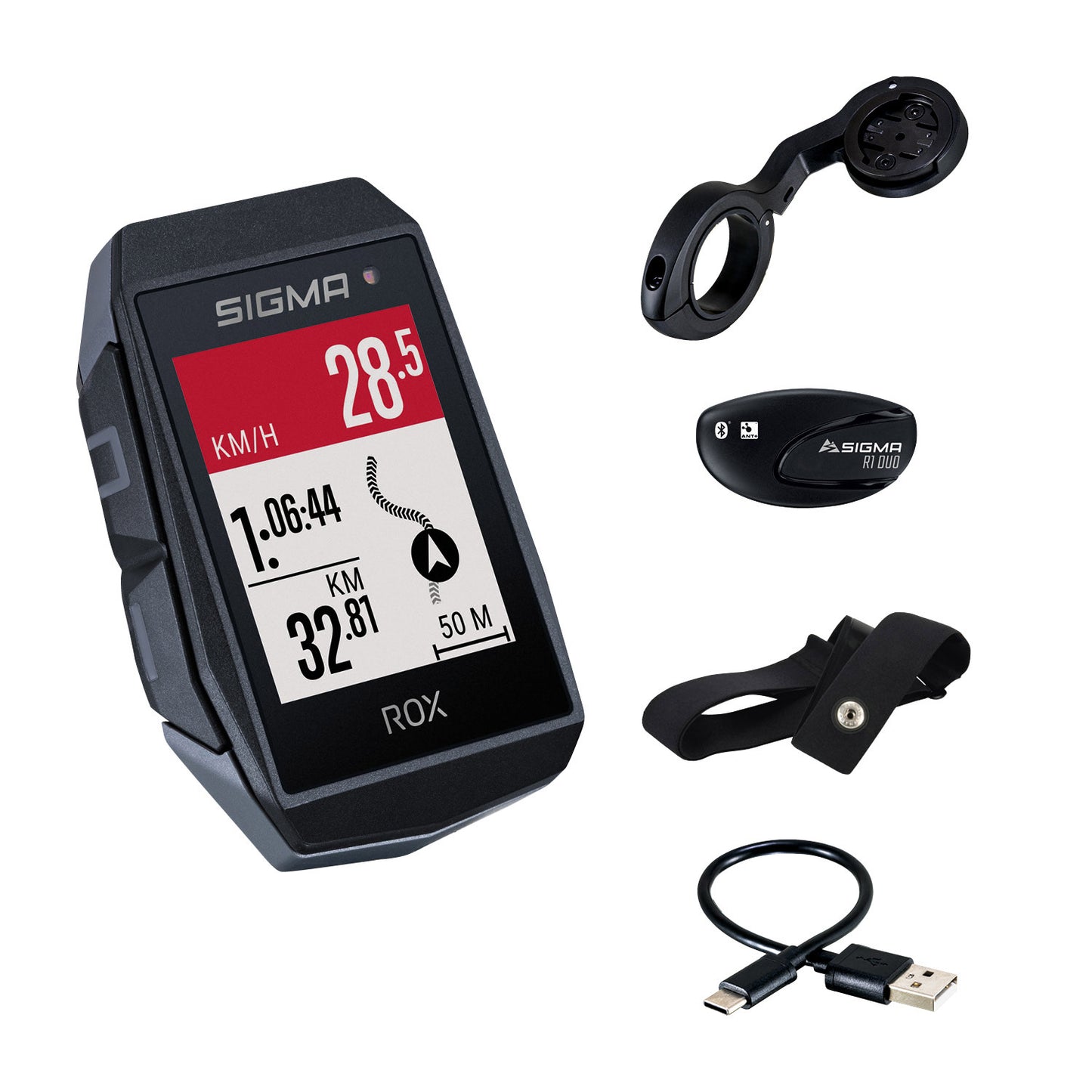 Sigma rox 11.1 evo gps hr set zw zw kurz butler+ant+ ble borstr+usb-c