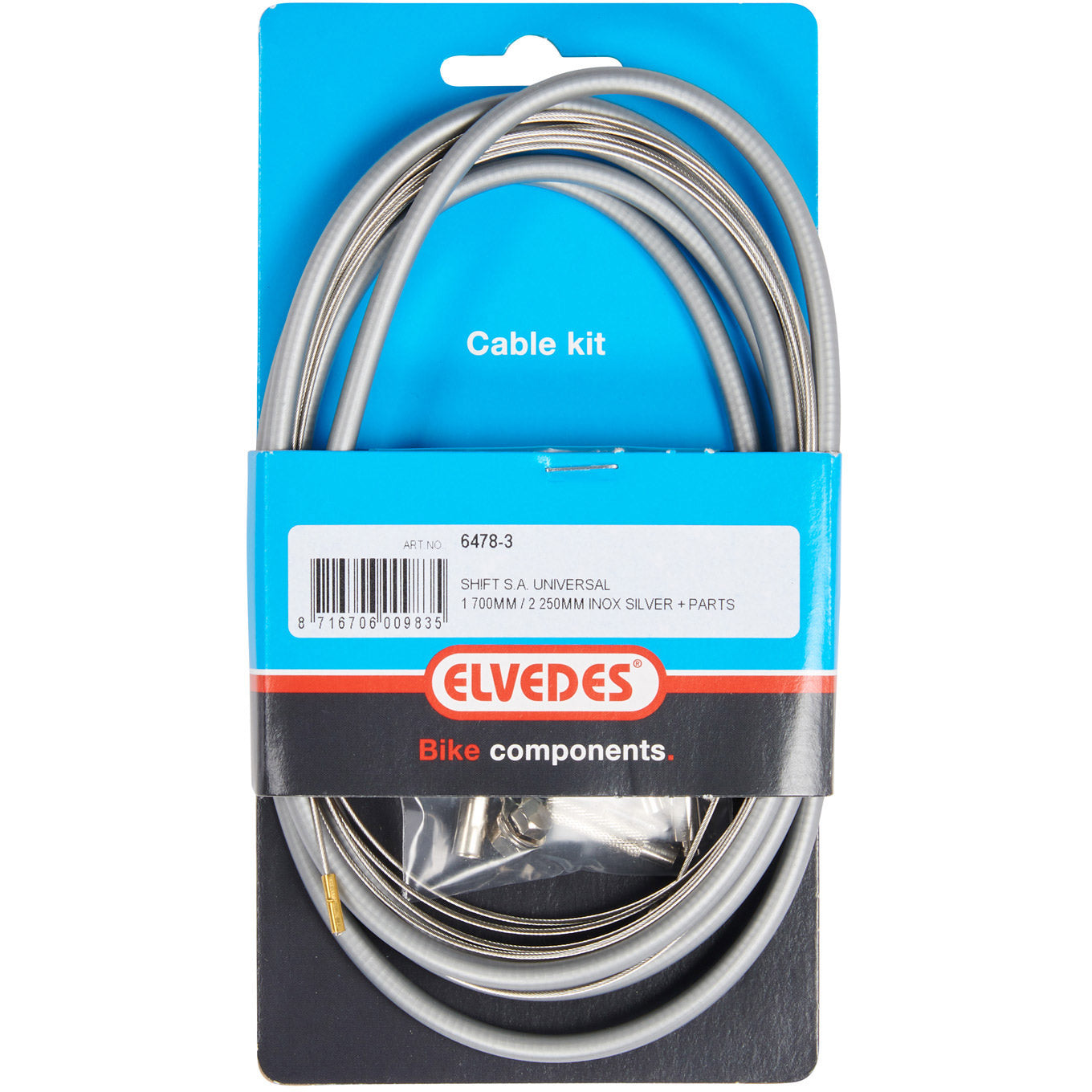 Schaltkabelsatz Elvedes 1700 2250 mm universal Sturmey Archer Edelstahl - silber (auf Karte)