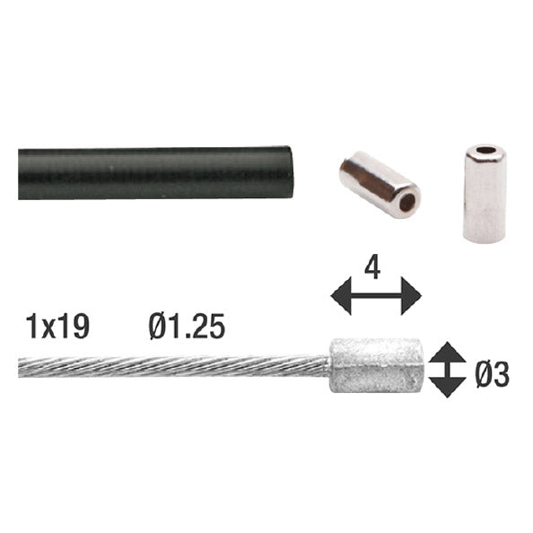 Elvedes Gaszug universal 1700mm 2250mm verzinkt schwarz (auf Karte)