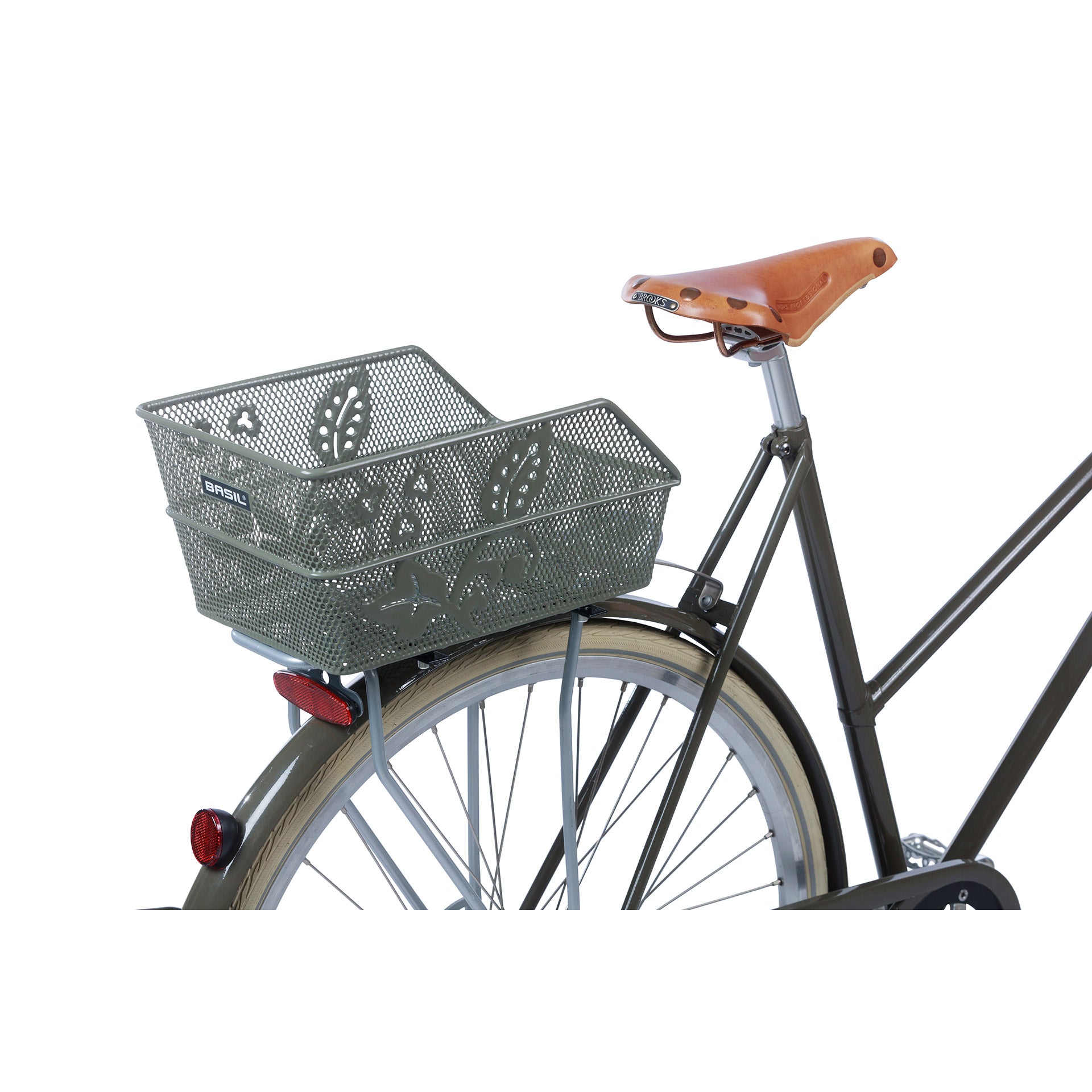 Basilikum Cento Flower S - Fahrradkorb - auf der Rückseite - Olivengrün