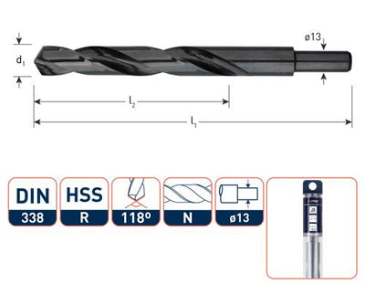 Rotec Spiralbohrer DIN338 HSS-R 13,5mm gedreht