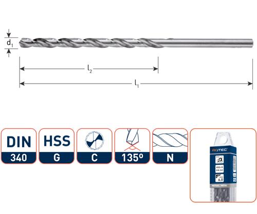 Rotec Spiralbohrer DIN340n.3,0mm lang
