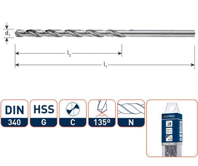 Rotec Spiralbohrer DIN340n.3,0mm lang