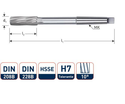 Rotec Maschinenreibahle MC H7 19mm Spir.