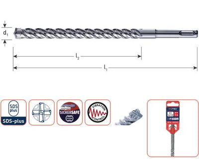 Rotec SDS-Bohrer 200 250 16 mm 4-Schneider