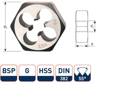 Rotec Sechskant-Schneidmutter BSP G3 8 DIN382 HSS