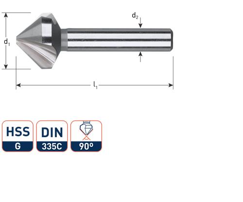 Rotec Senkfräser 90°. 3-Schneider 10,0 mm