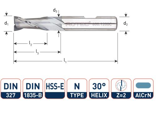Rotec Keilnutfräser kurz DIN327 4,0 mm Weldon beschichtet (U)
