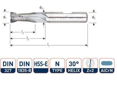 Rotec Keilnutfräser kurz DIN327 4,0 mm Weldon beschichtet (U)