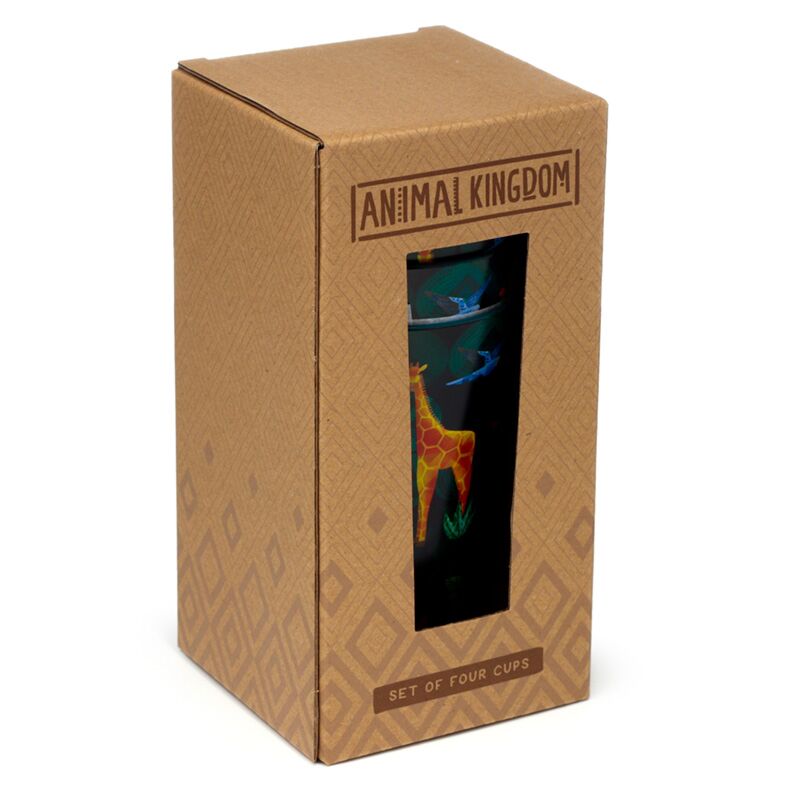 Tierreiche Set von 4 nachhaltigen RPET -Picknickbechern 450 ml
