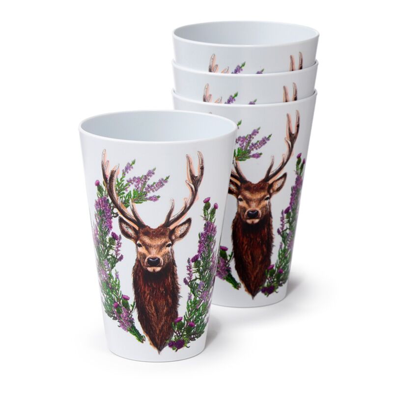 Wild Hert Set von 4 nachhaltigen RPET -Picknickbechern 450 ml