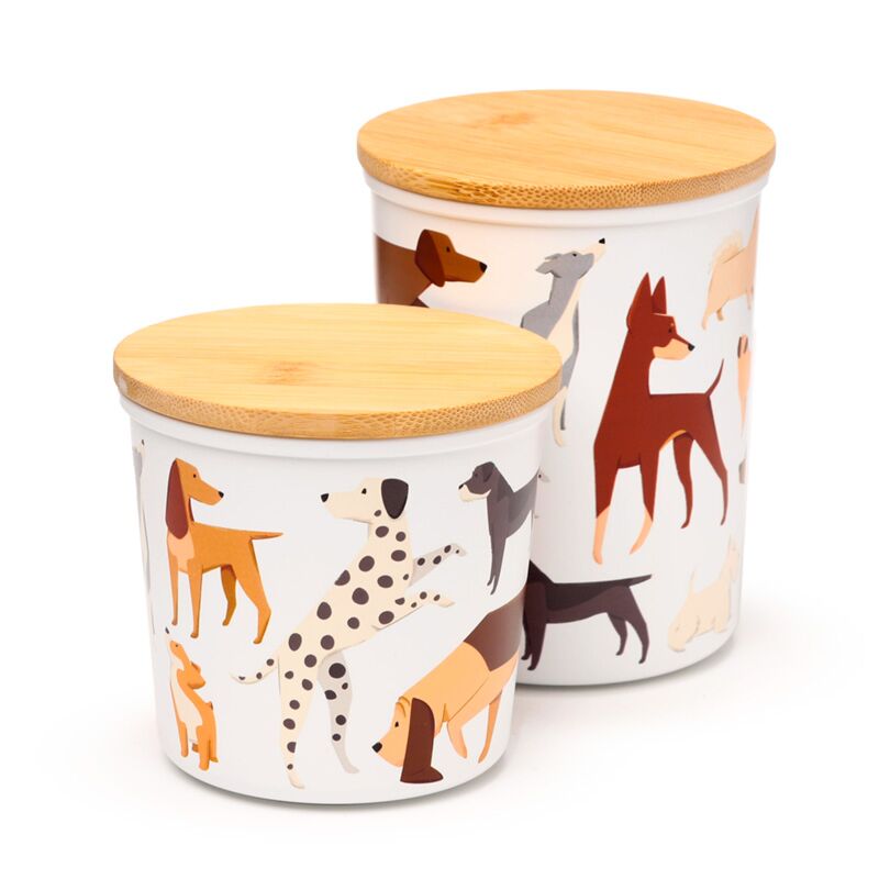 Bellen Hundeset von 2 RPET und Bambus -Stock Pots S M.