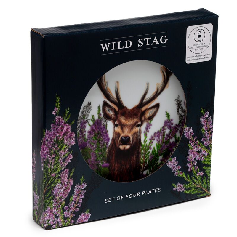Wildhirsch -Set von 4 nachhaltigen RPET -Picknickplatten