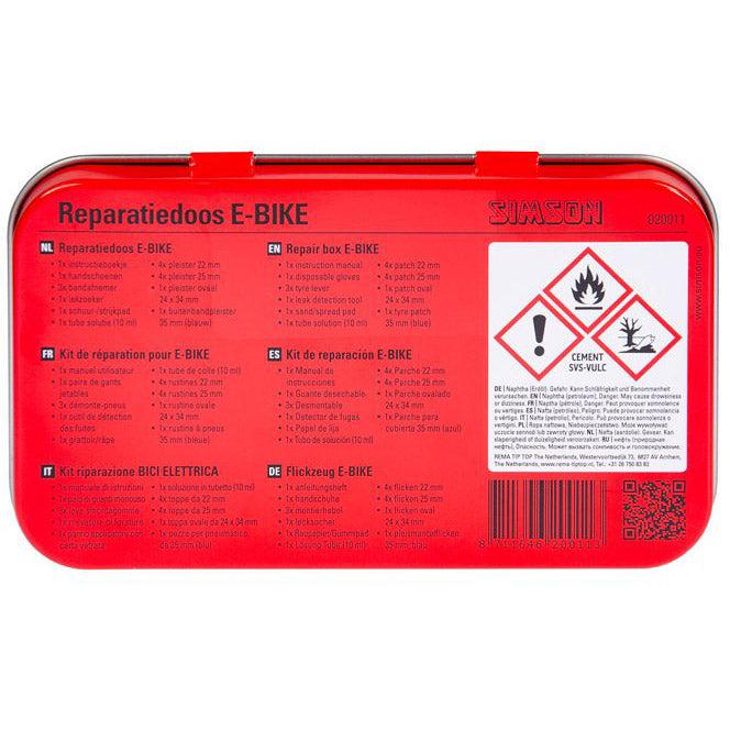 Reparatursatz E-Bike Aluminium rot weiß 14-teilig