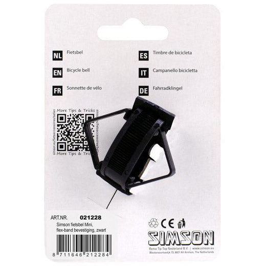 Simson Fahrradklingel mini 32mm, Flex-Reifen Befestigung schwarz