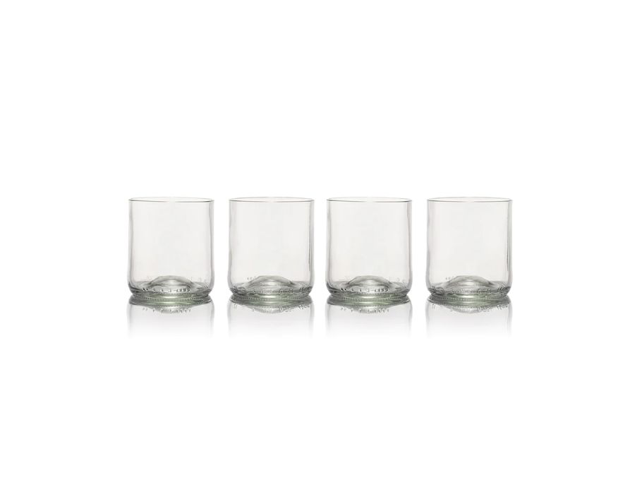 Abgebildetes abgebildetes Glas kurzer Becher 4-Pack klar