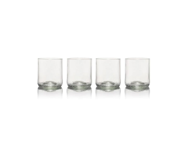 Abgebildetes abgebildetes Glas kurzer Becher 4-Pack klar