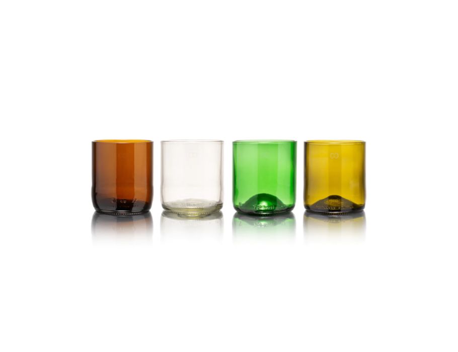 Abgebildete abgebildete Glas Kurzer Tumbler 4-Pack-Mischung