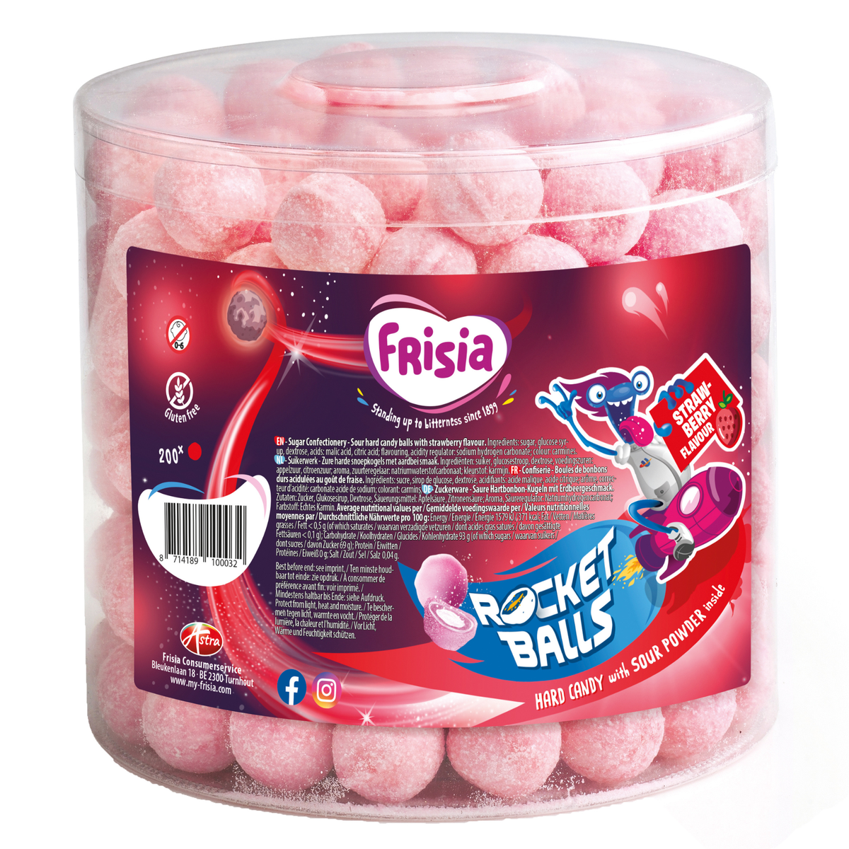 Frisia-Raketenbällchen Saure Erdbeerbällchen (200 Stück)