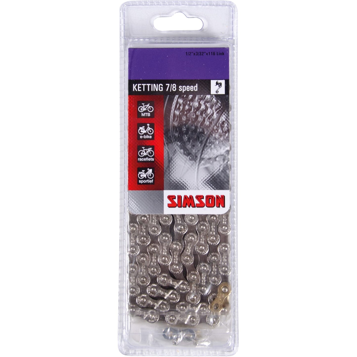 Simson Chain Derailleur 7 8 - Fahrradkette 116 Glieder - 7 8 Gang - 1 2 x 3 32 - Schwarz