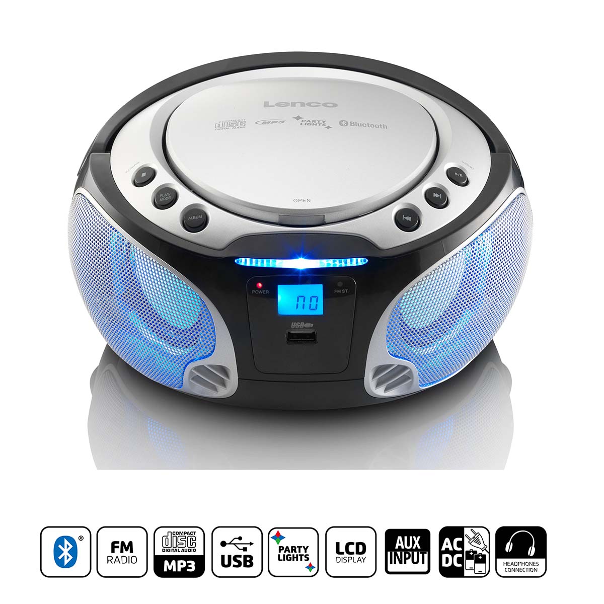 Lenco Lenco SCD-550 Tragbarer Radio-CD-Player Silber