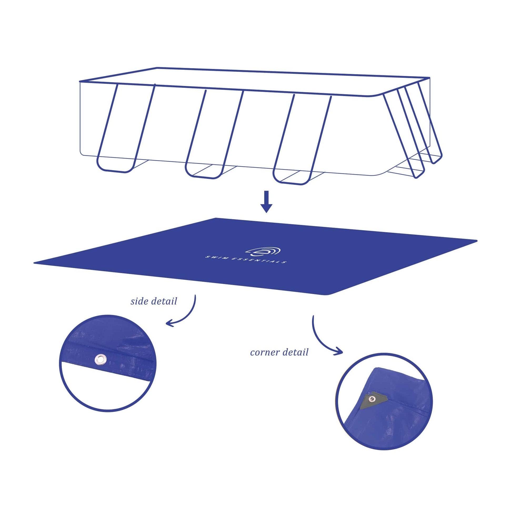 Eleganz | Dunkelblau Groundsheet Swimming Pool 200x400 cm