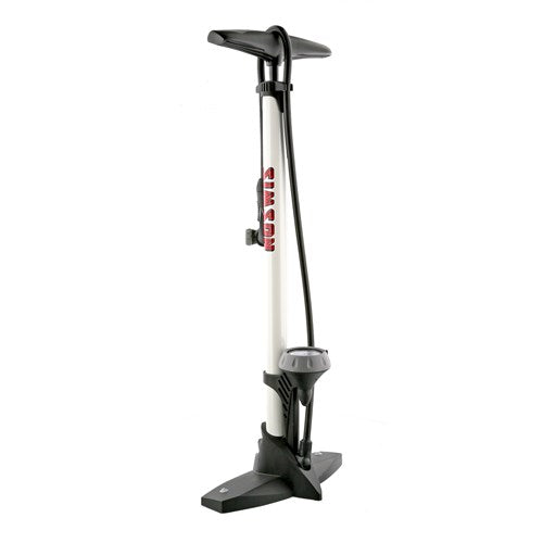 Fahrradpumpe mit Manometer Stahl 61 cm weiß (020601)