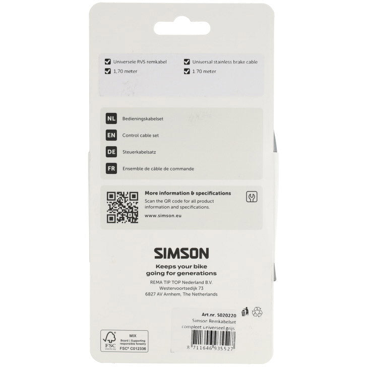 Simson Bremszugset komplett universal grau Edelstahl