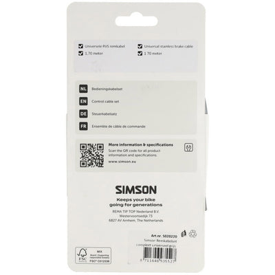 Simson Bremszugset komplett universal grau Edelstahl