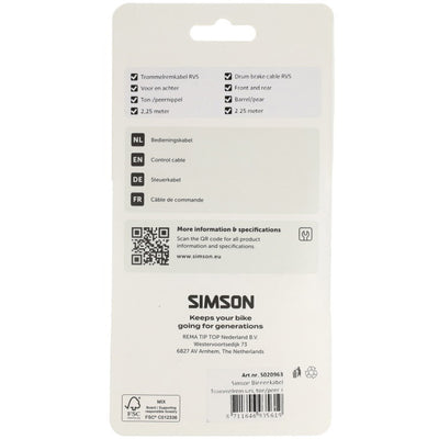 Simson Innenzug Trommelbremse universal. Tonnenbirne + Innensechskant aus Edelstahl