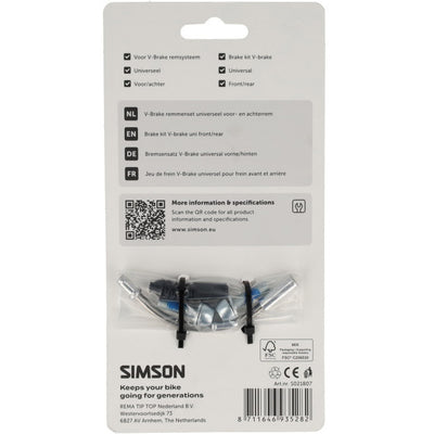 Simson V-Brake-Bremssatz als Vorder- und Hinterradbremse geeignet