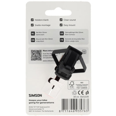 Simson Fahrradklingel Mini 32mm Flexbandbefestigung schwarz