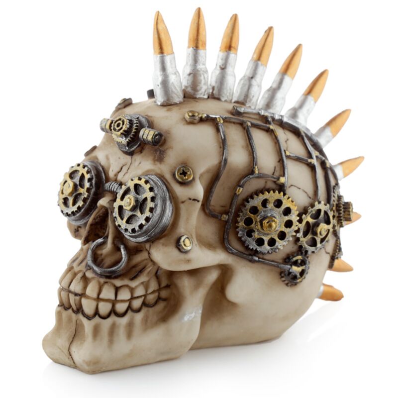 Schädel im Dampfpunkstil mit Bullet Mohican Home Accessoire