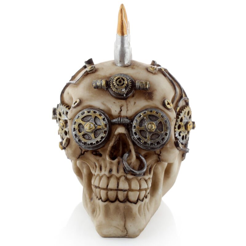 Schädel im Dampfpunkstil mit Bullet Mohican Home Accessoire