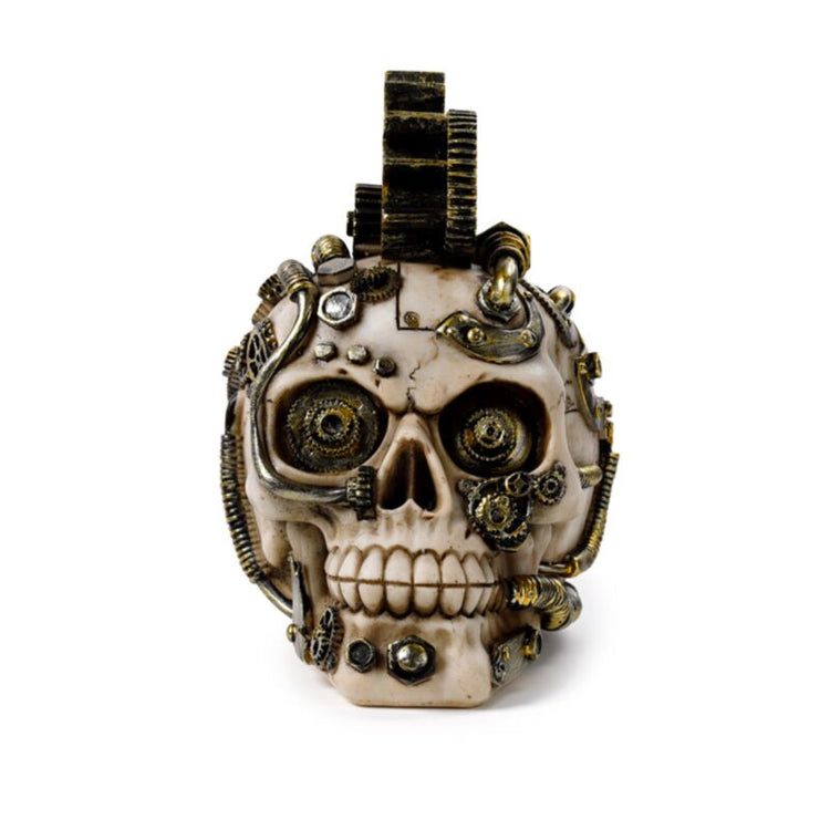 Schädel im Steampunk -Stil mit Zahnrädern und Federn zu Hause Accessoire