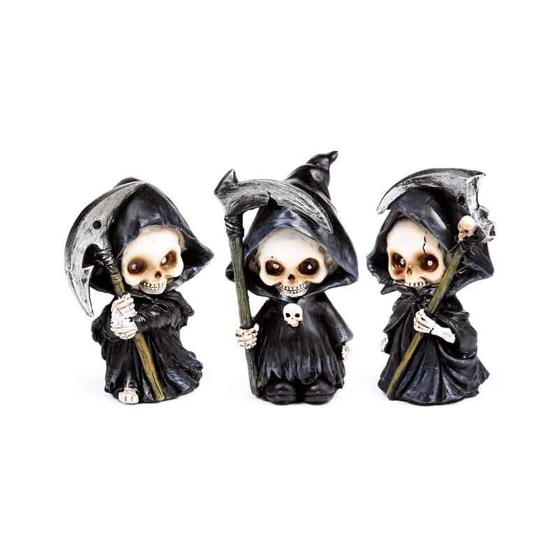 3-teiliges The Reaper Mini-Totenkopf-Set mit Sense