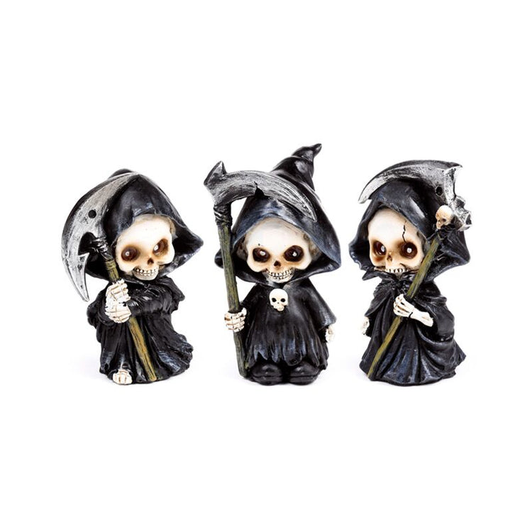 3-teiliges The Reaper Mini-Totenkopf-Set mit Sense