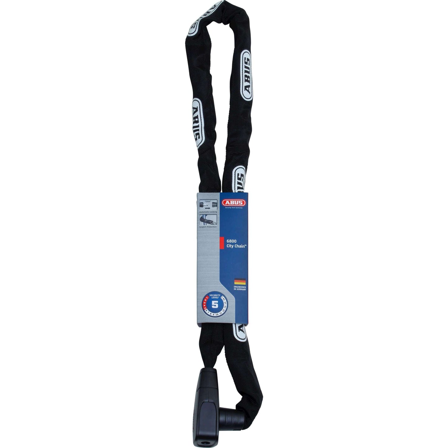 Abus CityChain 6800 110 Schwarz - 5 mm dick - Schlüsselschloss
