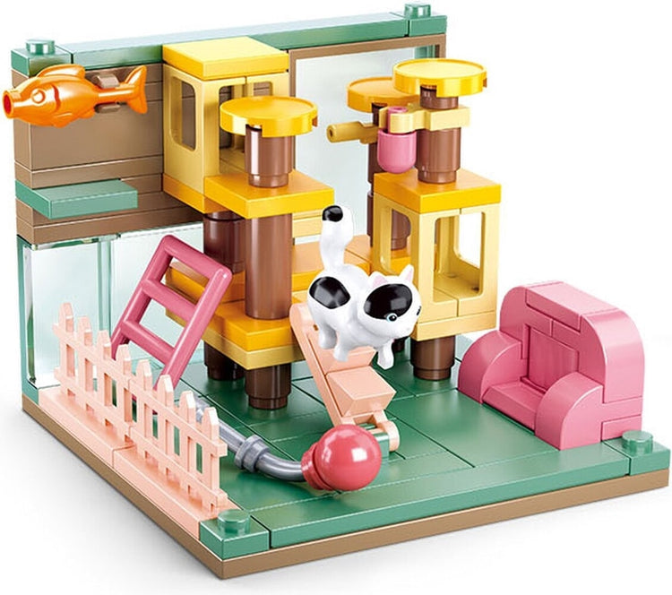 Sluban-Mädchentraumzimmer mit der weißgefleckten Katze, Mädchentraum (m38-b0919d)