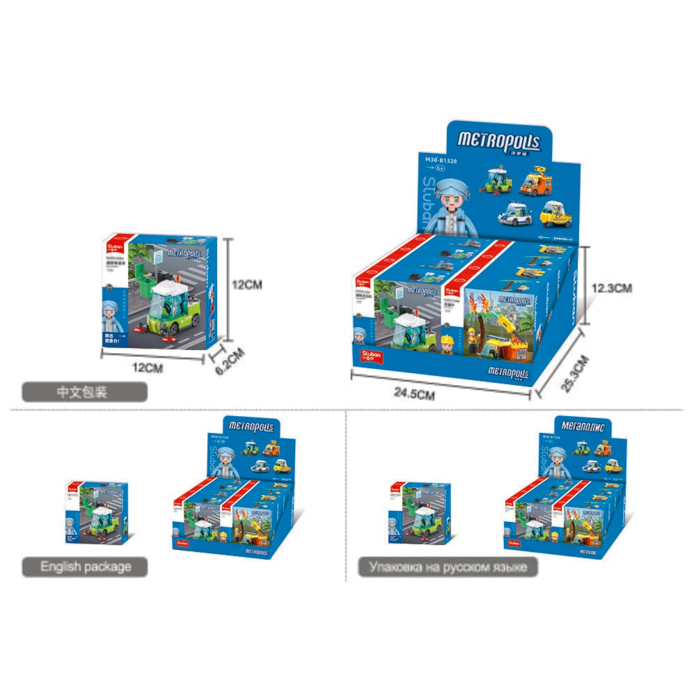 Sluban Metropolis Miniautos 4 Typen 8 in einer Box Metropolis (M38-B1328)