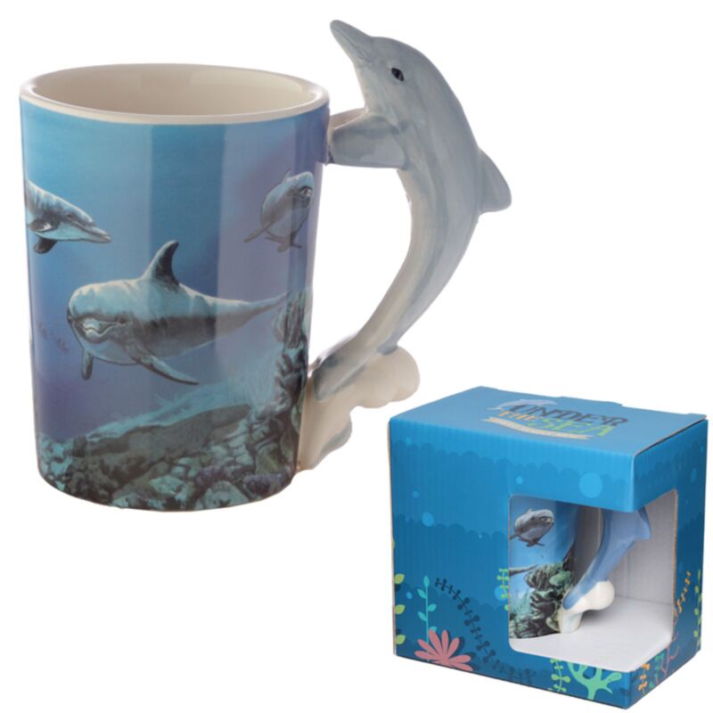 Delphin -Unterwasser -Griff -Keramik -Becher