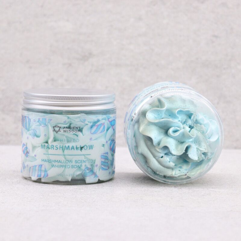 Marshmallow -Topf mit Schlagseife Bodywash