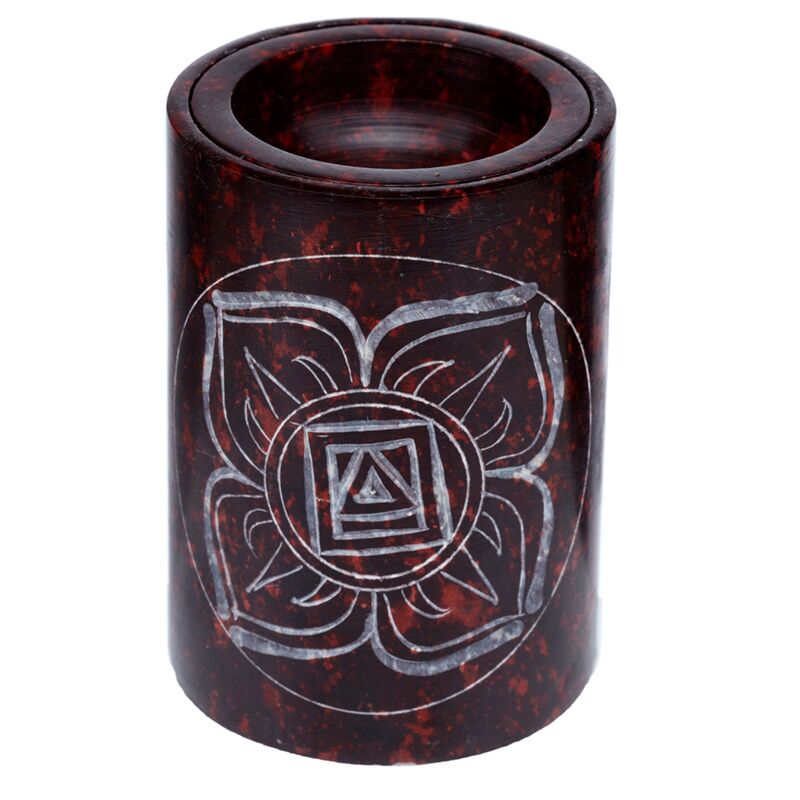 Red Seifenstein geschnittener Chakra -Duftbrenner