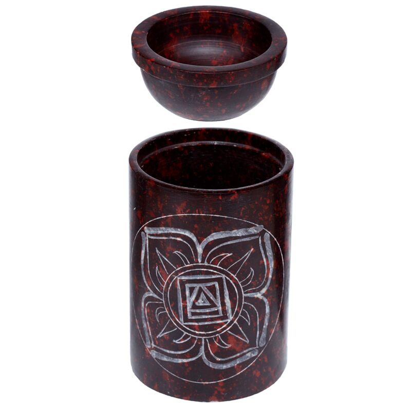 Red Seifenstein geschnittener Chakra -Duftbrenner