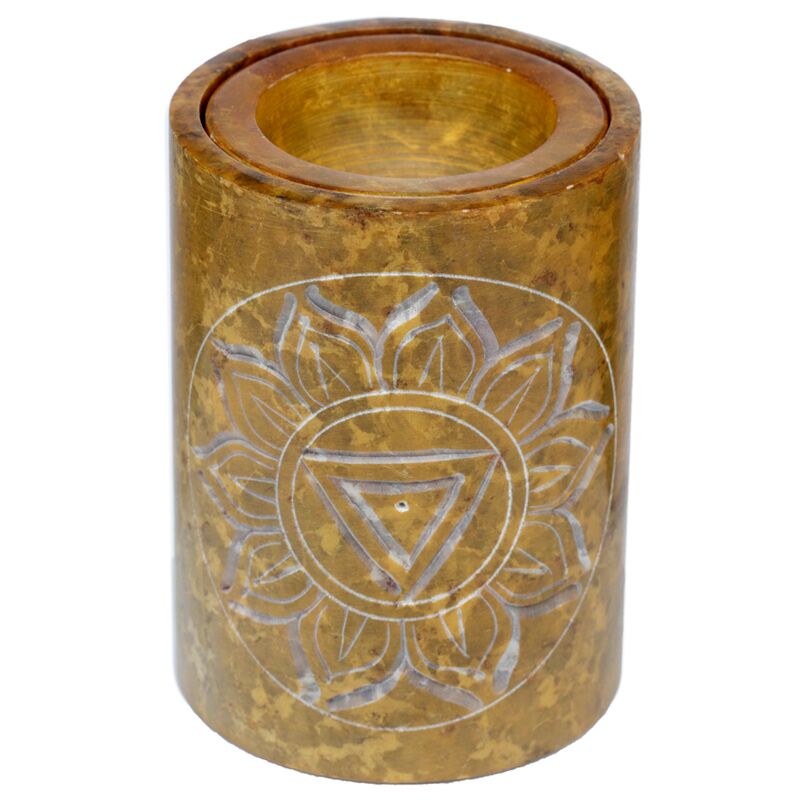 Gelber Seifenstein geschnittener Chakra -Duftbrenner