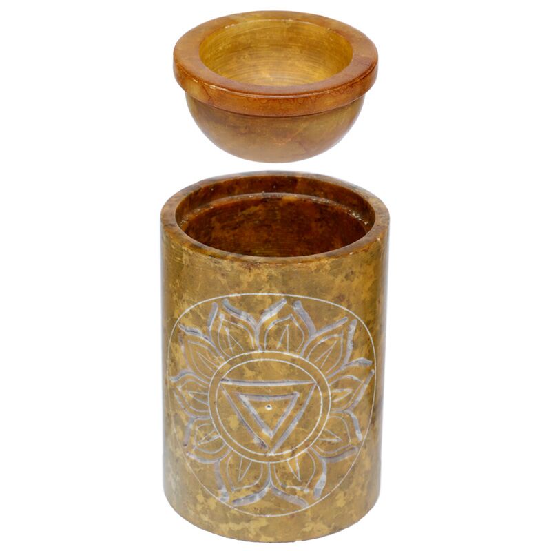 Gelber Seifenstein geschnittener Chakra -Duftbrenner