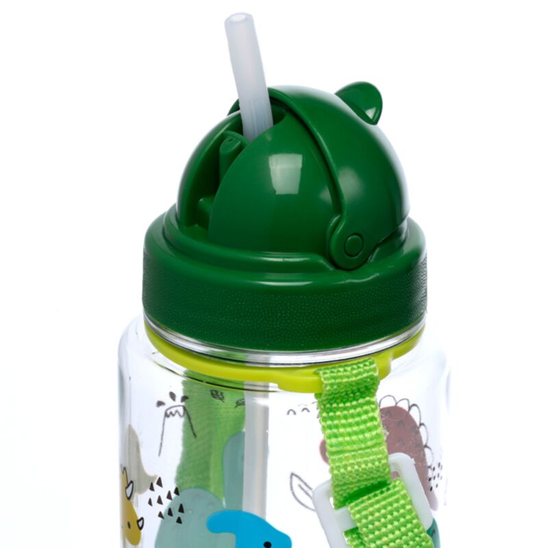 ECOZEN Kinderwasserflasche 450 ml Flip Stroh Dinosaurie Jr.