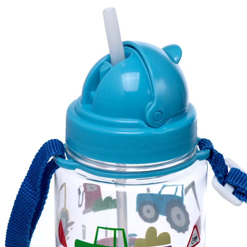 ECOZEN Kinderwasserflasche 450 ml Flip Stroh kleine Traktoren